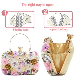 BBTT.ful Women Clutches Flower Evening Handbag Chain Strap Shoulder Bag handbag Wedding bag purse