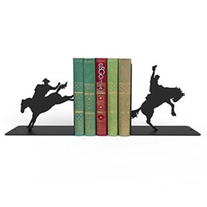 ESGO Cowboy Bookends - Bookends for Shelves, Book Ends for Office, Modern Bookends for Desk and Bookshelves, Metal bookends, Heavy Duty Metal Black Bookend Support, Creative Book Ends.