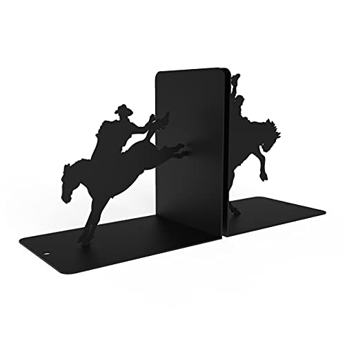 ESGO Cowboy Bookends - Bookends for Shelves, Book Ends for Office, Modern Bookends for Desk and Bookshelves, Metal bookends, Heavy Duty Metal Black Bookend Support, Creative Book Ends.