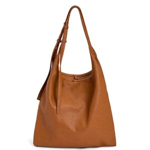 like dreams womens everyday large vintage vegan leather hobo tote snap shoulder fashion handbag purse (cognac)