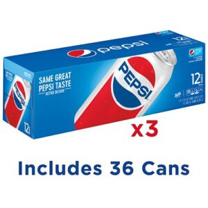 Pepsi Soda, Fridge Pack Bundle, 12 fl oz, 36 Cans (Packaging May Vary)