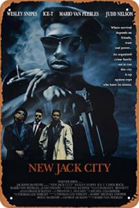 qlanqins new jack city movie poster retro metal sign for cafe bar man cave office home wall decor vintage tin sign 12 x 8 inch