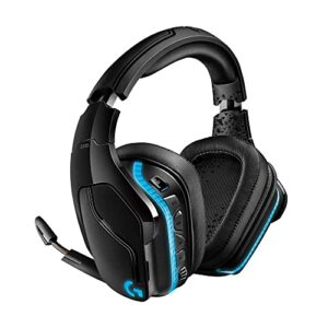 logitech g935 wireless dts:x 7.1 surround sound lightsync rgb pc gaming headset – black, blue (renewed)