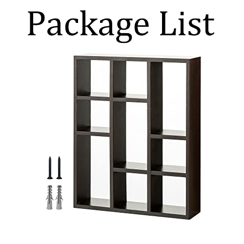 Sziqiqi Wood Floating Shelves 9-Compartment Small Hanging Display Shelf - Rustic Wall Mounted Freestanding Multi-Slot Storage Shelving for Bedroom Kitchen Living Room Bathroom Brown