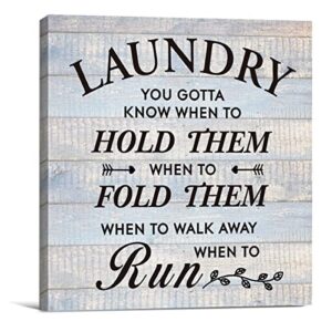 laundry room sign funny wall art prints canvas painting rustic laundry you gotta know when to hold them print country home decor 8″ x 8″