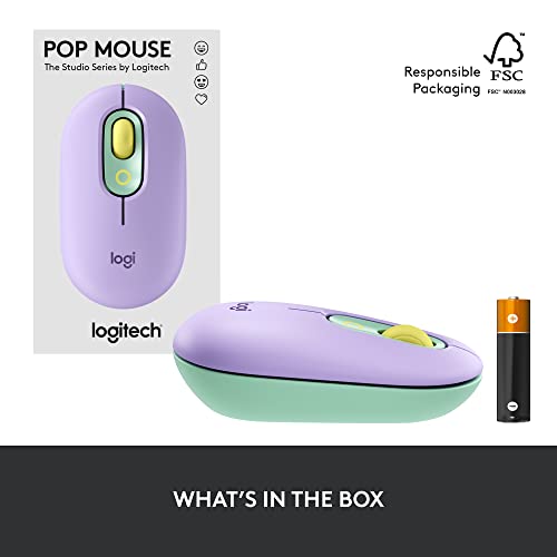 Logitech POP Mouse, Wireless Mouse with Customizable Emojis, SilentTouch Technology, Precision/Speed Scroll, Compact Design, Bluetooth, Multi-Device, OS Compatible - Daydream Mint