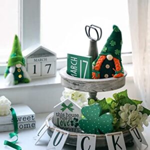 5PCS St. Patrick 's Day Tiered Tray Decor, Gnome, Irish Wood Shamrocks， St.Patrick Day Wood Signs LUCKY Ornament Decoration for Home