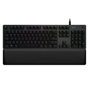 logitech g513 carbon rgb backlit wired mechanical gaming keyboard with gx blue clicky key switches lightsync technology memory foam comfort (carbon) (renewed)