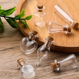 140 Pcs Small Mini Glass Bottles Jars with Cork Stoppers Wishing Bottle Potion Bottles Spell Jars Apothecary Bottles Glass Vials with Corks Decorative Bottles Drifting Bottle for Wedding DIY, Mixed