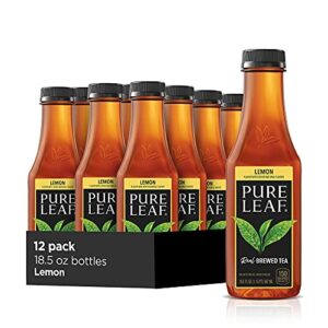 pure leaf iced tea, sweetened, real brewed black tea, lemon, 18.5 fl oz (pack of 12)