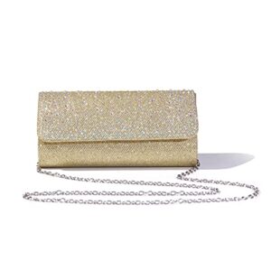 generies rapeng crystal rhinestone women clutch bag evening handbag glitter envelope evening purse (gold)