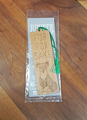Wood Bookmark - for Fox Sake - Laser Engraved - Made in The USA - Wooden Book Mark with Green Tassel