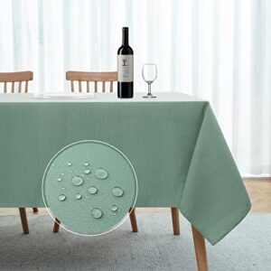 softalker jacquard rectangle tablecloth – geometric line pattern waterproof damask table covers stain resistant washable polyester table cloths for kitchen, dining & parties (60 x 84 inch,teal green)
