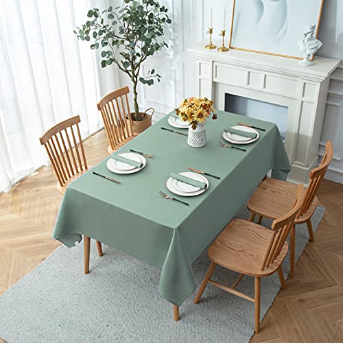 Softalker Jacquard Rectangle Tablecloth - Geometric Line Pattern Waterproof Damask Table Covers Stain Resistant Washable Polyester Table Cloths for Kitchen, Dining & Parties (60 x 84 inch,Teal Green)