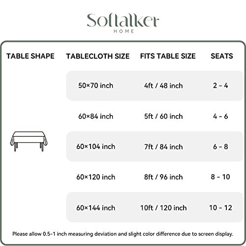 Softalker Jacquard Rectangle Tablecloth - Geometric Line Pattern Waterproof Damask Table Covers Stain Resistant Washable Polyester Table Cloths for Kitchen, Dining & Parties (60 x 84 inch,Teal Green)