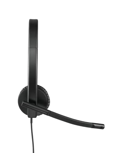 Logitech H570e Wired Headset, Stereo Headphones with Noise-Cancelling Microphone, USB, In-Line Controls with Mute Button, Indicator LED, PC/Mac/Laptop - Black