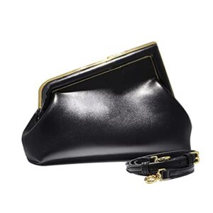 women clutch purse crossbody bags,pu leather shoulder bag with metal clasp closure (33x10x25cm, black)