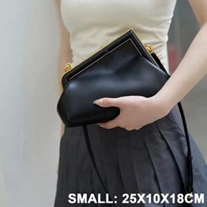 Women Clutch Purse Crossbody Bags,PU Leather Shoulder Bag with Metal Clasp Closure (33x10x25cm, Black)