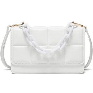 yikoee mini purse for women with detachable plastic chain strap (white)