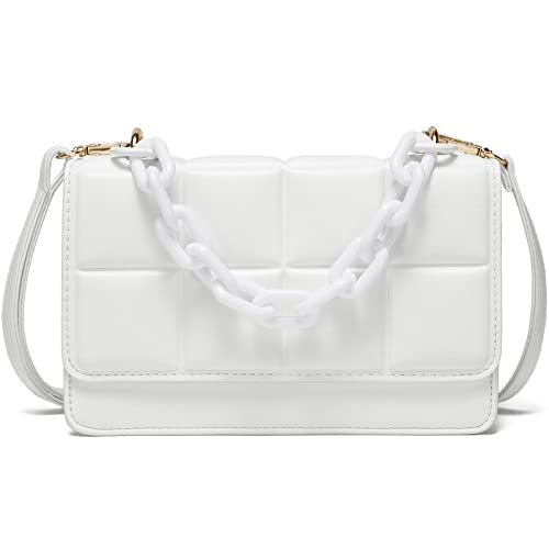 YIKOEE Mini Purse for Women with Detachable Plastic Chain Strap (White)
