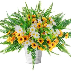 12 bundles artificial fake flowers for outdoor decoration,uv resistant faux plastic fabric greenery shrubs plants for hanging planters outside porch vase home window decoration