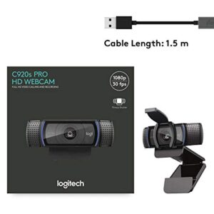Logitech C920S HD Pro Webcam, Full HD 1080p/30fps Video Calling, Clear Stereo Audio, Light Correction, Privacy Shutter, Works with Skype, Zoom, FaceTime, Hangouts, PC/Mac/Laptop/Tablet/XBox - Black
