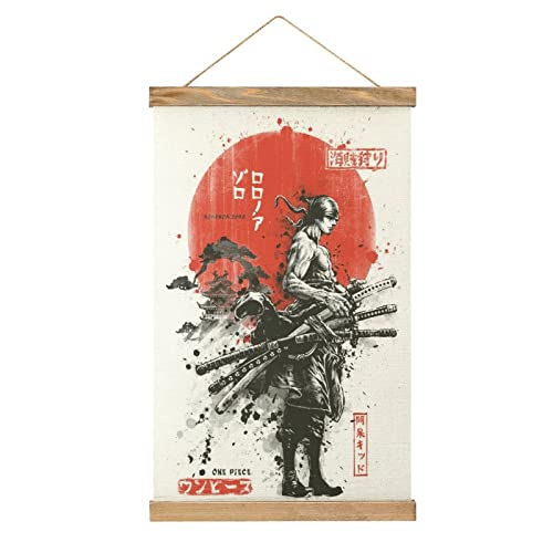 RONIG Anime Poster Wall Hanging Scroll Wooden Frame Poster Canvas Wall Art For Bedroom Decor 13x20in