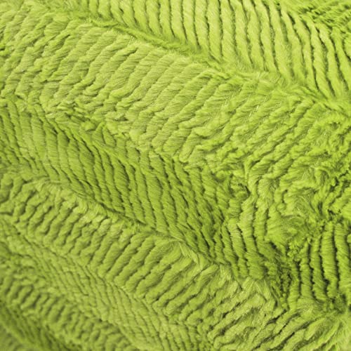 BYTIDE Soft Fuzzy Plush Faux Fur Herringbone Textured Throw Blanket, Stylish Lightweight Fluffy Cozy Warm Accent Throw Blankets for Couch Sofa Chair Bed Cover, 50x60 Inch, Lime Green