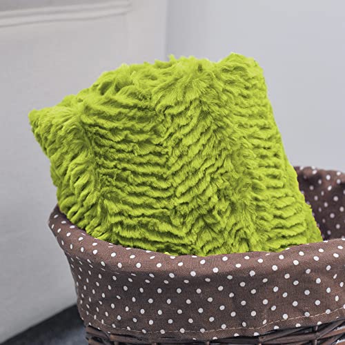 BYTIDE Soft Fuzzy Plush Faux Fur Herringbone Textured Throw Blanket, Stylish Lightweight Fluffy Cozy Warm Accent Throw Blankets for Couch Sofa Chair Bed Cover, 50x60 Inch, Lime Green