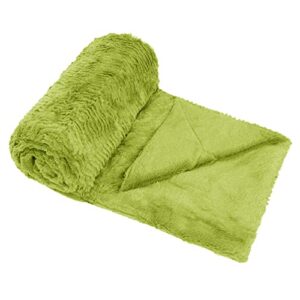 BYTIDE Soft Fuzzy Plush Faux Fur Herringbone Textured Throw Blanket, Stylish Lightweight Fluffy Cozy Warm Accent Throw Blankets for Couch Sofa Chair Bed Cover, 50x60 Inch, Lime Green