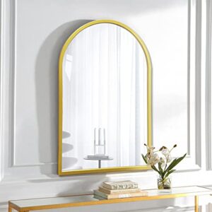 zmycz arched wall mirror, gold arch mirror, bathroom wall mounted mirror, arched top mirror, vanity window mirrors for wall, makeup mirror with metal frame for living room, bedroom, entryway(24″x38″)