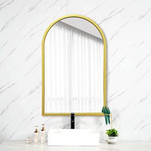 ZMYCZ Arched Wall Mirror, Gold Arch Mirror, Bathroom Wall Mounted Mirror, Arched Top Mirror, Vanity Window Mirrors for Wall, Makeup Mirror with Metal Frame for Living Room, Bedroom, Entryway(24"x38")