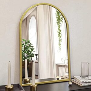 ZMYCZ Arched Wall Mirror, Gold Arch Mirror, Bathroom Wall Mounted Mirror, Arched Top Mirror, Vanity Window Mirrors for Wall, Makeup Mirror with Metal Frame for Living Room, Bedroom, Entryway(24"x38")