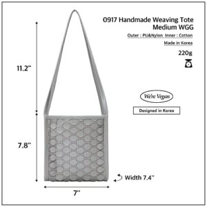 KWANI 0917 Handmade Weaving Tote Shoulder Bags for Women and Ladies (Warn Grey)