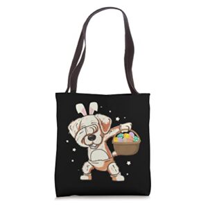 adorable happy easter tee dabbing rottweiler easter eggs tote bag