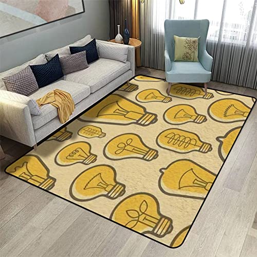 Low Pile Rug Flat Design Modern and Retro Electric Bulb lamp icon Template Set for Non-Slip Soft Area Carpet Doormats Runner Rugs Mat Indoor Outdoor Home Decor for Living Room Bedroom Kids Room