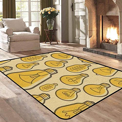 Low Pile Rug Flat Design Modern and Retro Electric Bulb lamp icon Template Set for Non-Slip Soft Area Carpet Doormats Runner Rugs Mat Indoor Outdoor Home Decor for Living Room Bedroom Kids Room