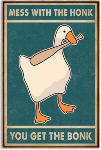 eysl goose mess with the honk you get the bonk metal tin sign wall art home decor kitchen poster cafe pub plaque 8×12 inch
