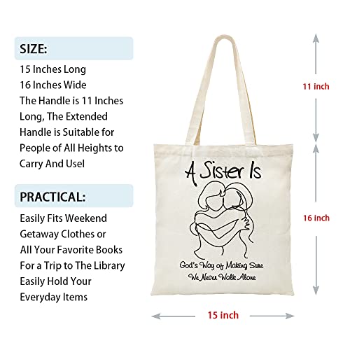 ZHANTUONE Canvas Tote Bag Gift，A Sister Is God’s Way，For Best Sisters，Best Sisters Gifts，Sister Gifts from Sister，Sister Birthday Gifts ，Sister Gift，Multipurpose Canvas Tote Bag Gift