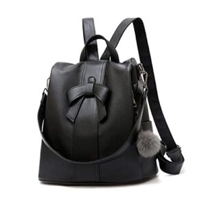 younne anti-theft ladies backpack fashion brand ladies large capacity backpack waterproof pu leather bow-knot backpack-black