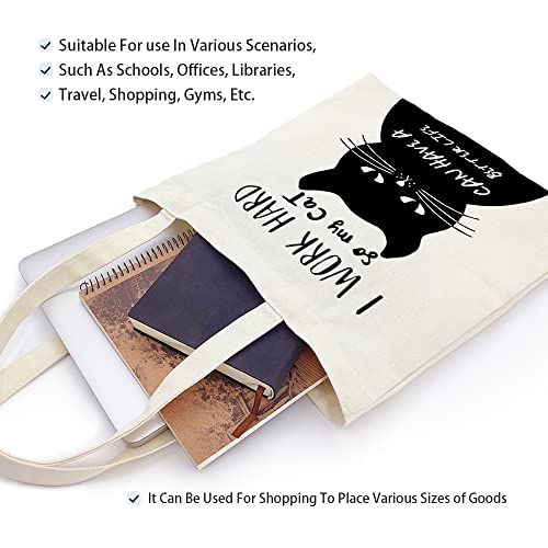 ZHANTUONE Canvas Tote Bag，My Cat Can Have a Better Life ，Cat Mom Cat Dad Gift，Cat Lover Gifts For Men or Women，Great Gift for Cat Lovers，Pet Lovers Birthday Gift，Multipurpose Canvas Tote Bag Gift