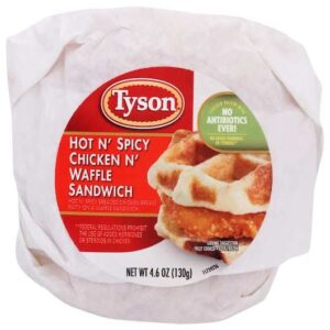 tyson hot n spicy chicken and waffle sandwich, 0.288 pound — 12 per case.