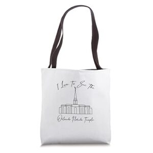 orlando fl temple, i love to see my temple, calligraphy tote bag