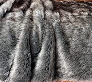 Starose Luxurious Faux Fur Throw Fake Wolf Fur Throw Blanket Couch Throw Bedspread Comforter Gray Queen Size 79"x90"