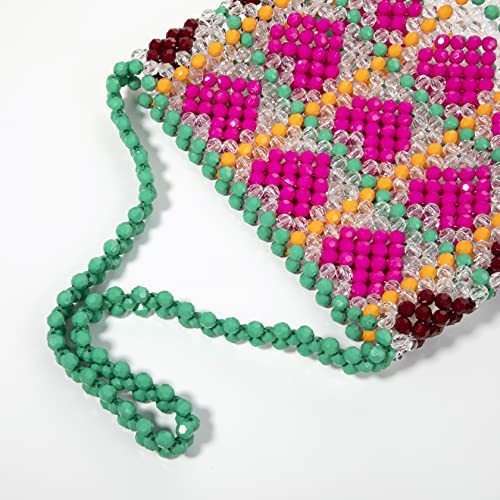 YUSHINY Women Colored Acrylic Beaded LOVE Transparent Shoulderbag Evening Message Bag for Valentine