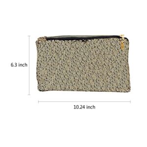 HUAI CHAO Sequins Clutch Purse Women Stylish Party Cocktail Handbag Cell Phone Cotton Bag Golden, 0