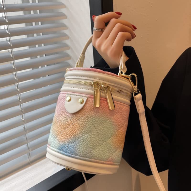 Zgsalvation Handbag Spring PU Leather Women's Designer Handbag Cylinder Shoulder Bag Luxury Brand Tote Bucket Bag (Color : Black, Size : 12.5cmx16.5cmx11cm)
