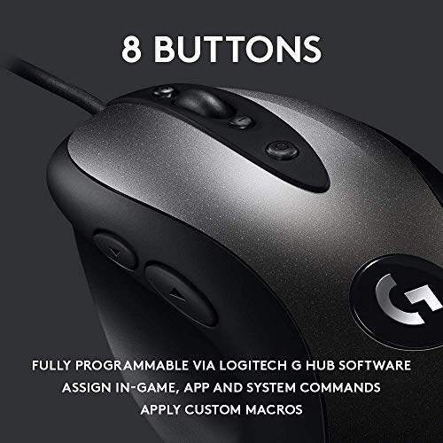 Logitech G MX518 Gaming Mouse Hero Sensor 16, 000 Dpi Arm Processor 8 Programmable Buttons (European Packaging) - Black