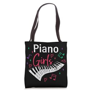 piano girl funny music player musician graphic tote bag