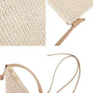 Bycobecy Straw Beach Bag for Women, Small Beach Purse Cute Straw Crossbody Bag, Summer Clutch Purse Straw Shoulder Bag Vacation Straw Handbag (Beige)